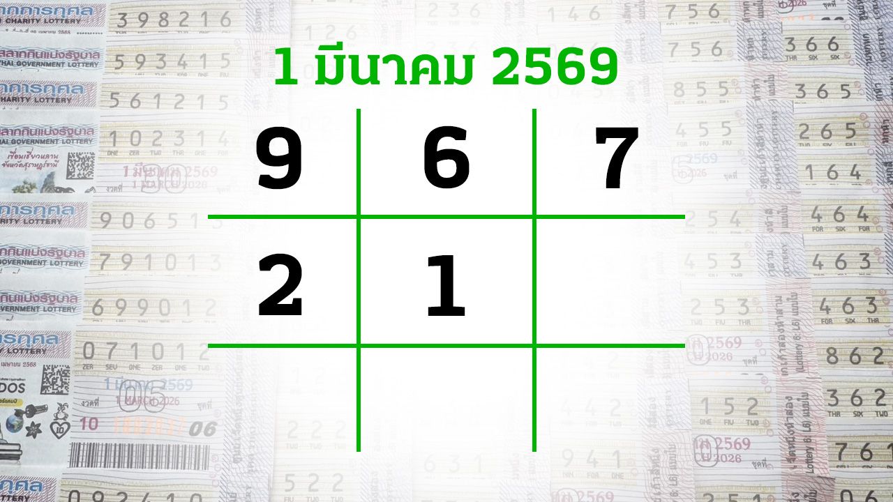 โค้งสุดท้ายหวย 1 มีนาคม 2569 เลขเด็ดงวดนี้ลุ้นโชคใหญ่ 12 ล้านบาท