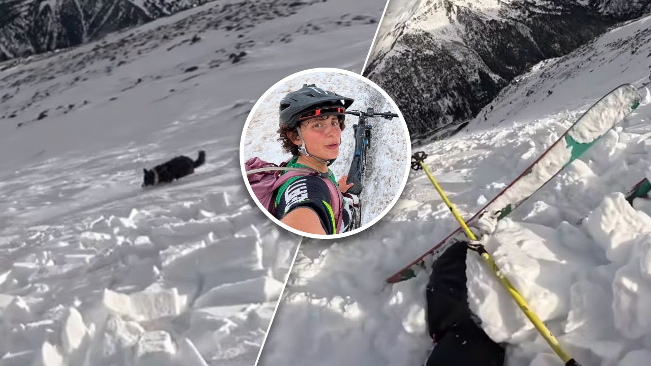 วินาทีชีวิต “นักสกี-น้องหมา” ถูกหิมะถล่ม กวาดลงเขา (คลิป)
