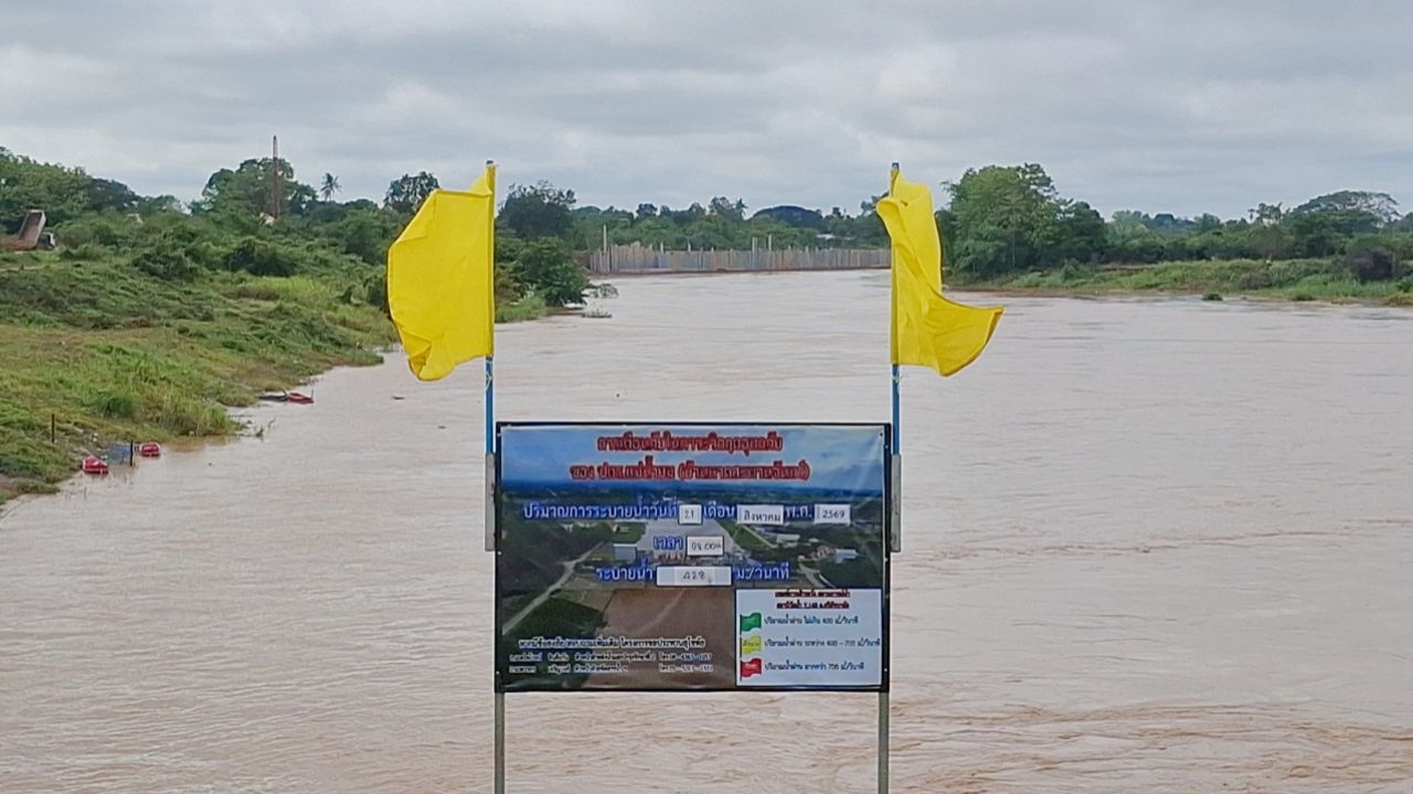 สุโขทัยเฝ้าระวัง ยกธงเหลือง ประตูระบายน้ำบ้านหาดสะพานจันทร์