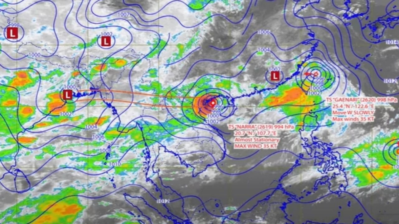 พายุโซนร้อน "นาร์รา" จ่อขึ้นฝั่งจีน 24-25 ส.ค. ไม่กระทบโดยตรงต่อลักษณะอากาศไทย