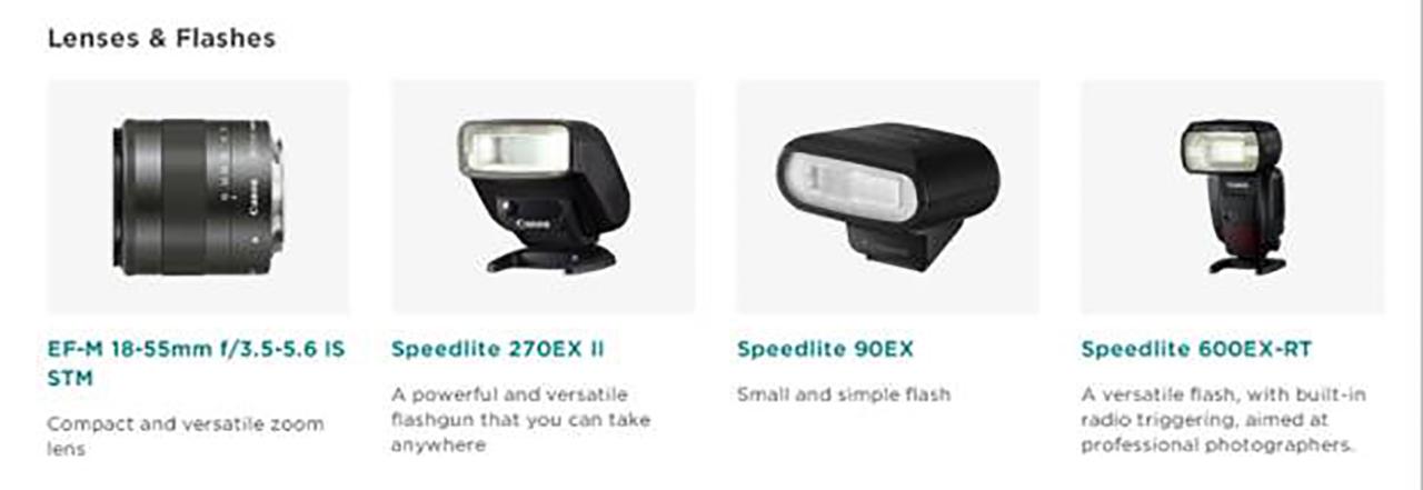 แฟลชภายนอก ตระกูล Speedlite สามารถใช้ได้ทั้งรุ่นเล็กและใหญ่