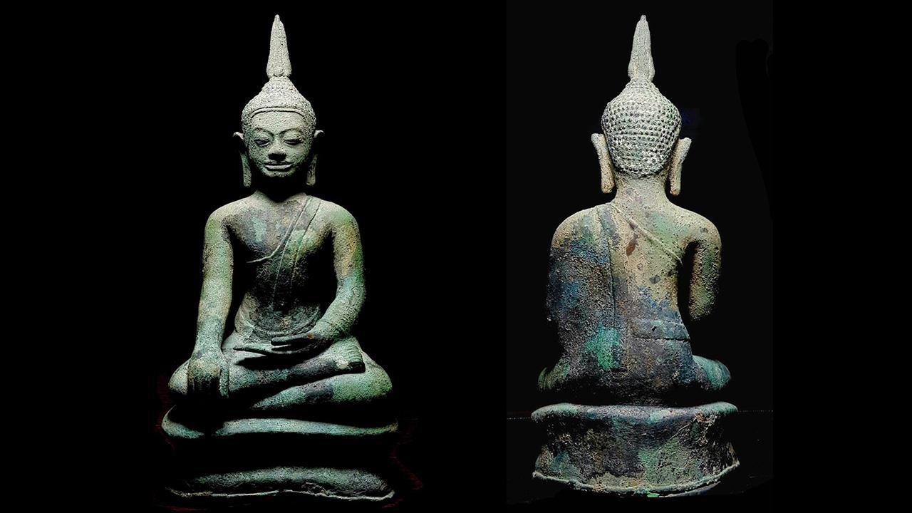 พระพุทธรูปบูชา พุทธศิลป์สมัยอู่ทอง หน้าแก่ หน้าตัก ๕ นิ้ว ของ ดร.หมอ.
