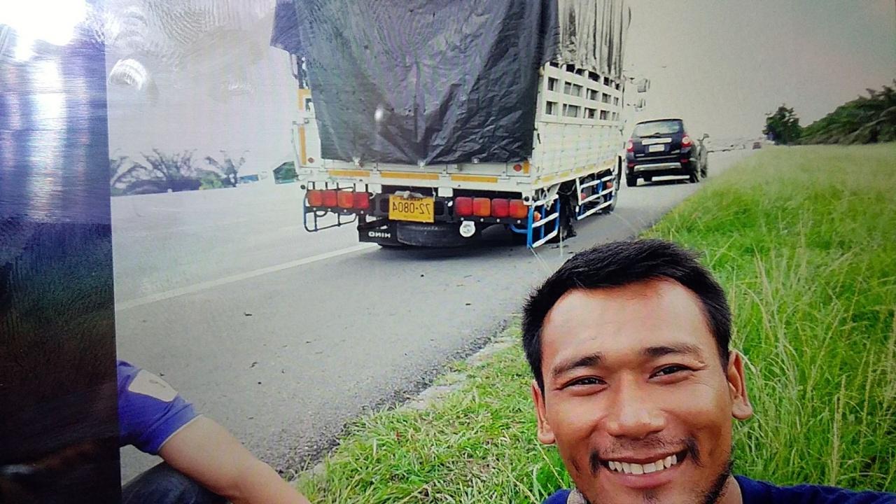 ภาพรถบรรทุกยางแตกก่อนเกิดเหตุ
