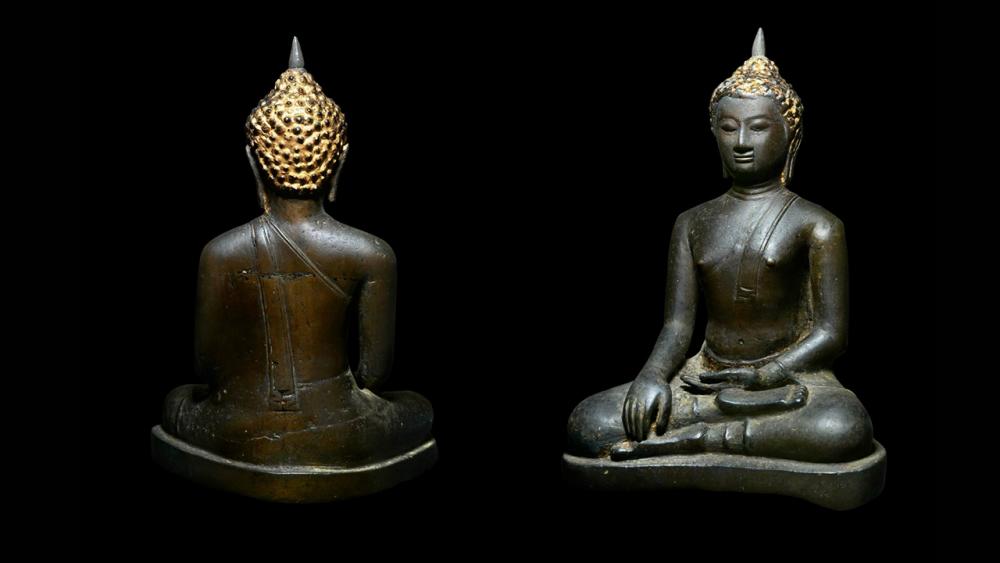 พระพุทธรูปบูชา พุทธศิลป์สมัยสุโขทัย (ตะกวน) หน้าตัก ๕ นิ้ว ของแม็ก ช้างเผือก.