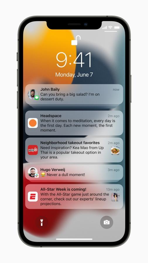 หน้าตาการแจ้งเตือนที่ถูกเปลี่ยนโฉมใน iOS 15
