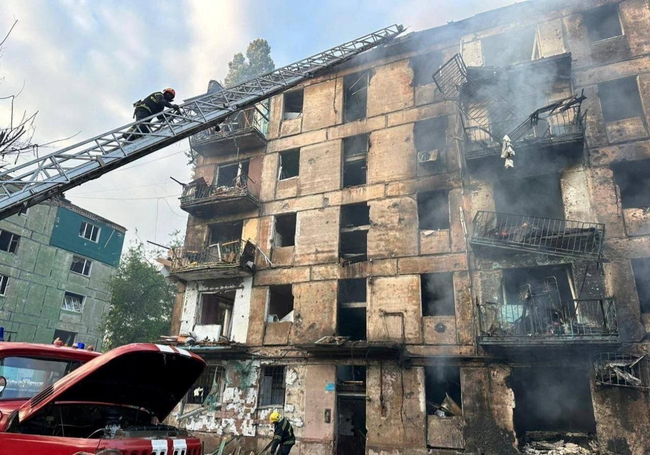 Apartments in the city of Grewirieh  in the eastern part of Ukraine  heavily damaged  following being attacked by the Russian side with missiles  Before dawn on June 13, 2023