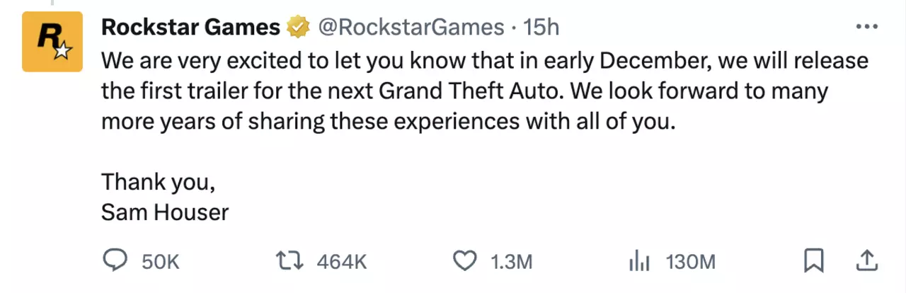 GTA 6 เตรียมเปิดตัวเร็วๆ นี้ พร้อมประกาศปล่อยตัวอย่างแรกในเดือน ธ.ค.