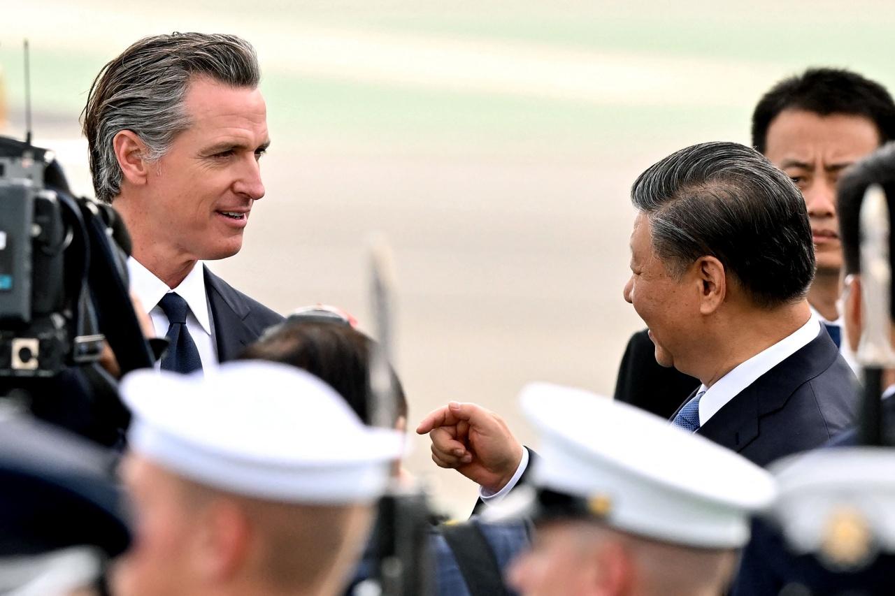 California Governor Gavin Newsom welcomes Chinese President Xi Jinping, who has come to attend the Asia-Pacific Economic Cooperation (APEC 2023) Leaders Meeting in San Francisco.