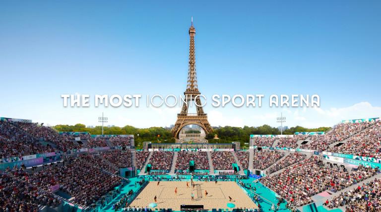 A temporary beach volleyball court will be built in the Champ de Mars public park at the base of the Eiffel Tower.  It is an important historical site because it was the site of a massacre in 1791.