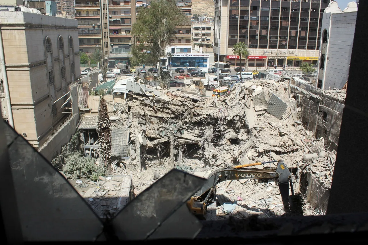 Damage to the Iranian consulate in Damascus, the Syrian capital, and after it was attacked by Israeli air strikes on April 2, 2024. At least 11 people were killed, including a senior commander in the Quds Force Special Forces.