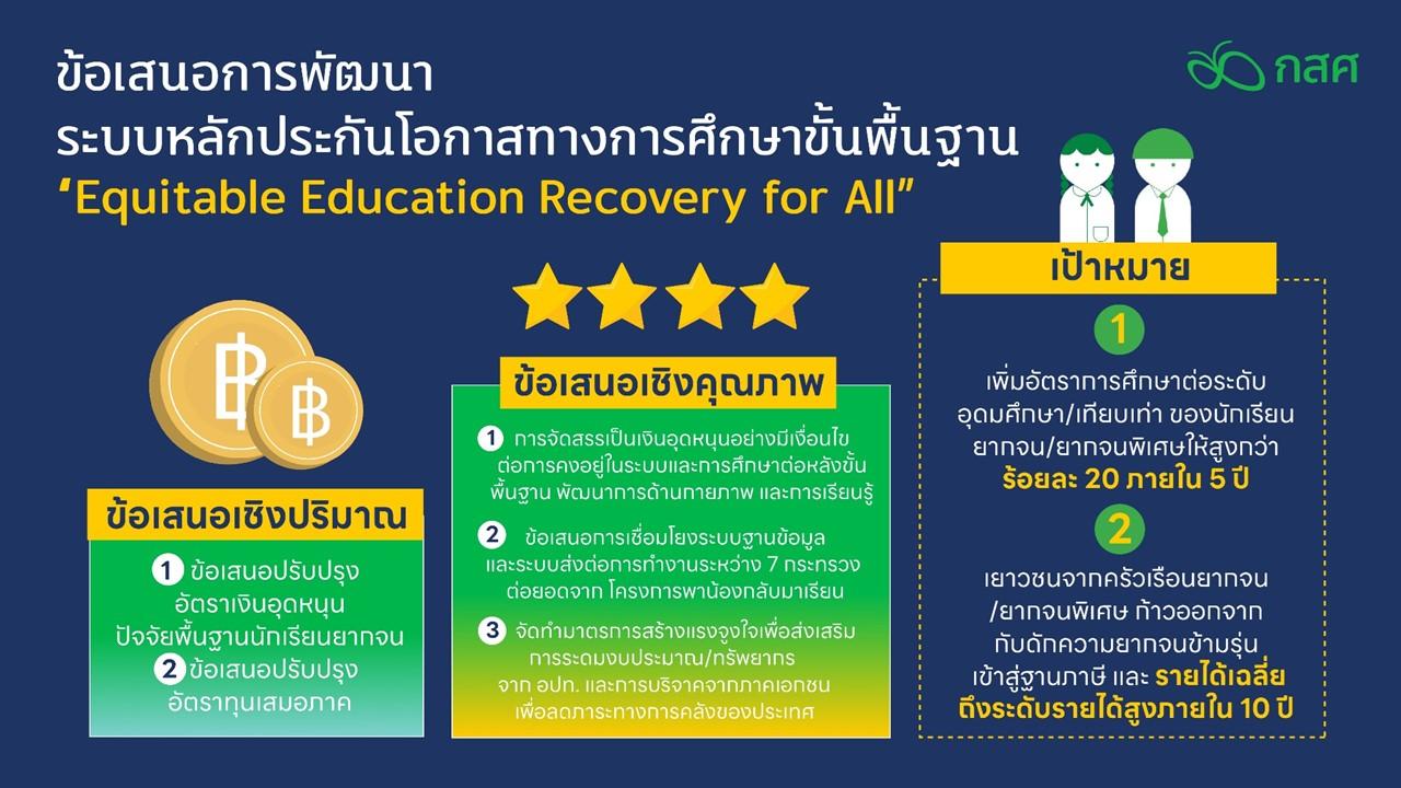 เพิ่มโอกาสศึกษาเด็กยากจน 2.5 ล้านคน นำสู่จุดเปลี่ยนประเทศรายสูงใน 20 ปี