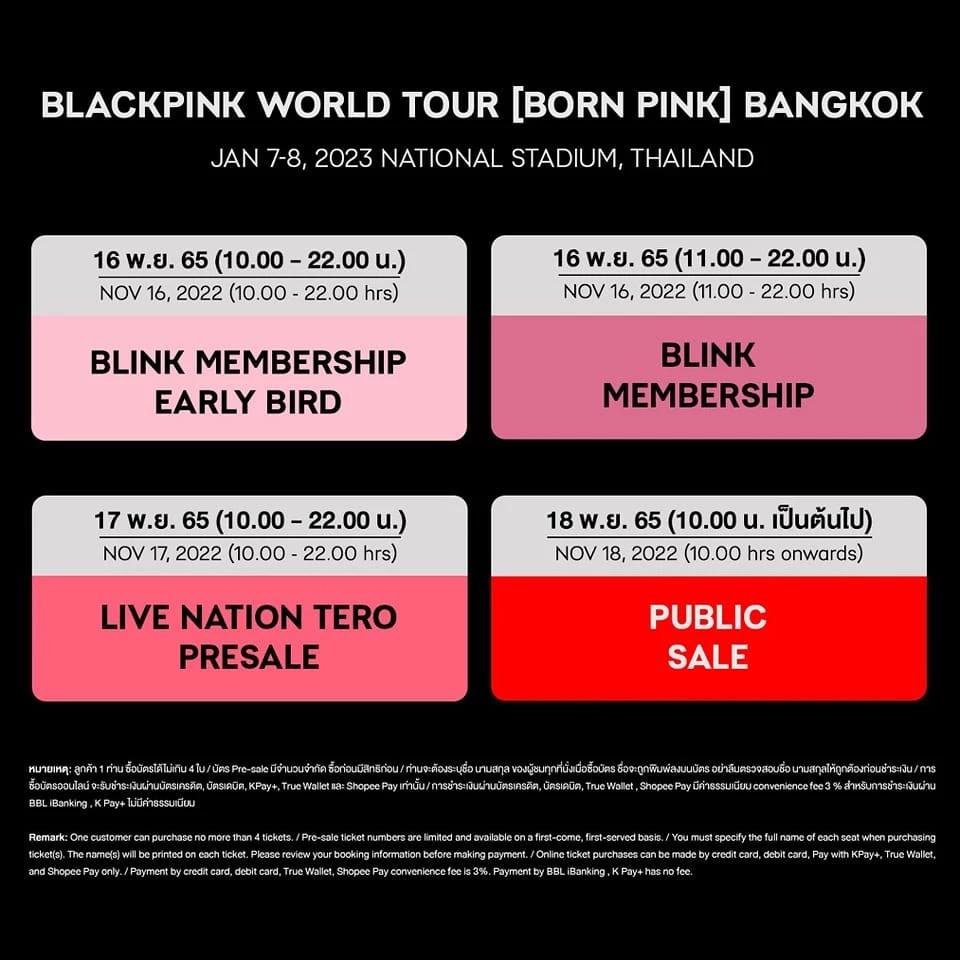 BLACKPINK concert ticket booking parade Hashtag #BORNPINKinBANGKOK trending on twitter