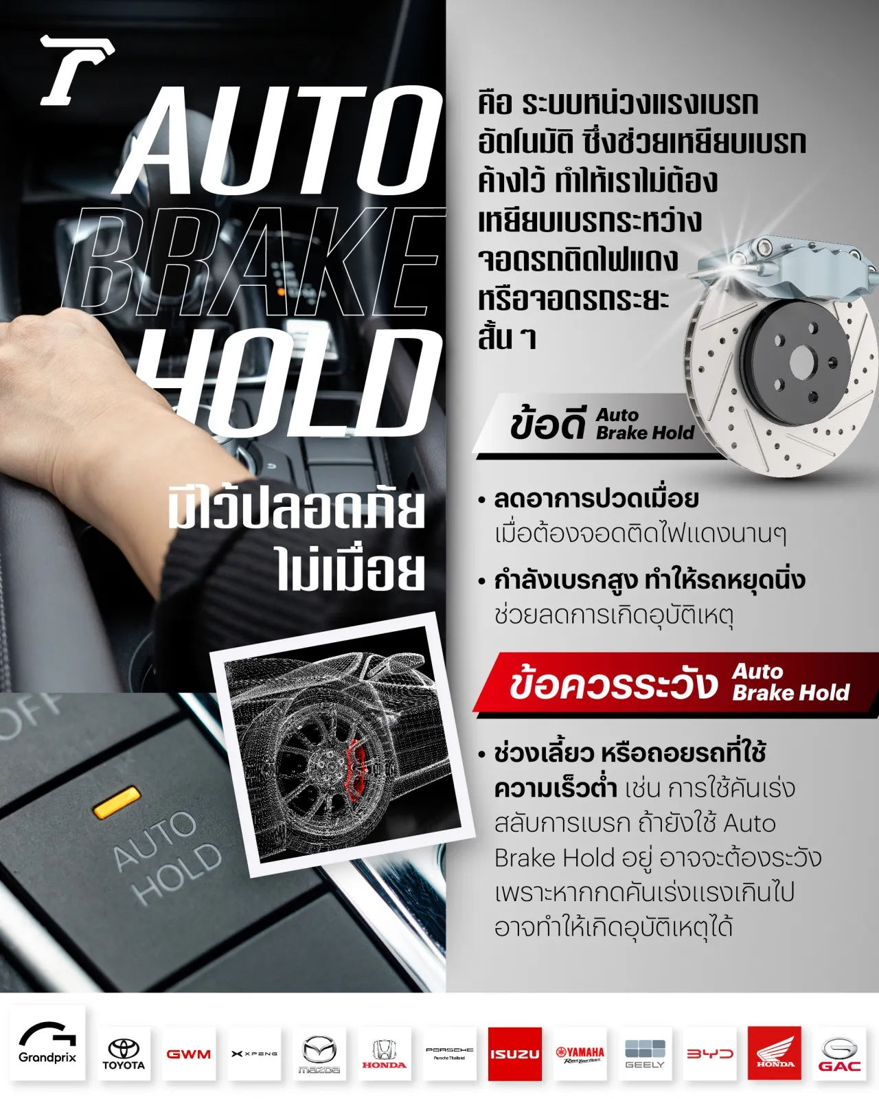 Auto Brake Hold มีไว้เพื่อความปลอดภัย จอดติดไฟแดงนานๆ ไม่เมื่อย