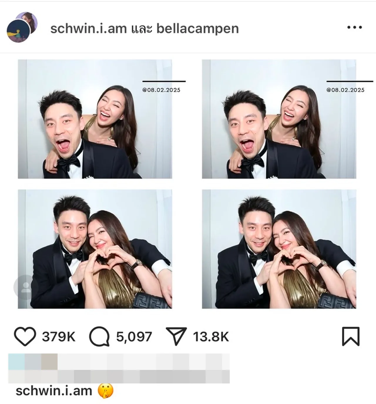 วิล ชวิณ เสิร์ฟความหวานลงภาพคู่ เบลล่า ในวันวาเลนไทน์ด้วยกันปีแรก