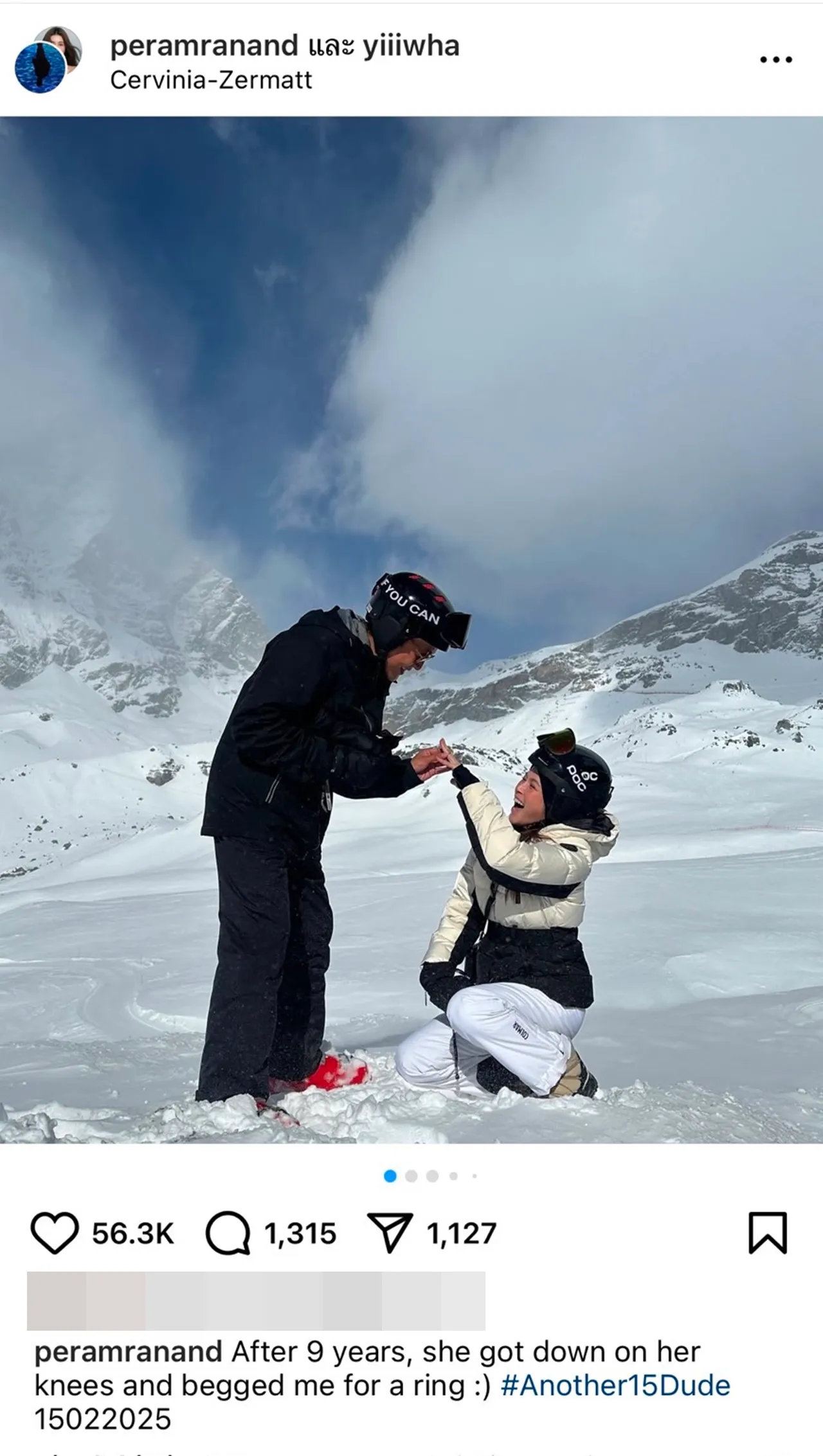  รัก 9 ปี เปอร์ สุวิกรม ทำเซอร์ไพรส์ขอ ยิหวา แต่งงานท่ามกลางภูเขาหิมะ