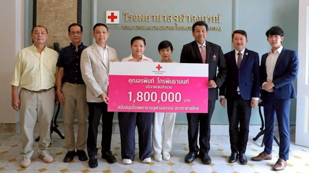 สมทบทุน สุรินทร์ โกรพินธานนท์ มอบเงินจำนวน 1,800,000 บาท ให้ รศ.นพ.ฉันชาย สิทธิพันธุ์ เพื่อสมทบกองทุน คุณแม่อรพินท์ โกรพินธานนท์ โดยมี ศุภชัย โกรพินธานนท์,ธานนท์ โกรพินธานนท์ และ จุฬา ตุลยายน มาร่วมมอบด้วย ที่โรงพยาบาลจุฬาลงกรณ์ วันก่อน.