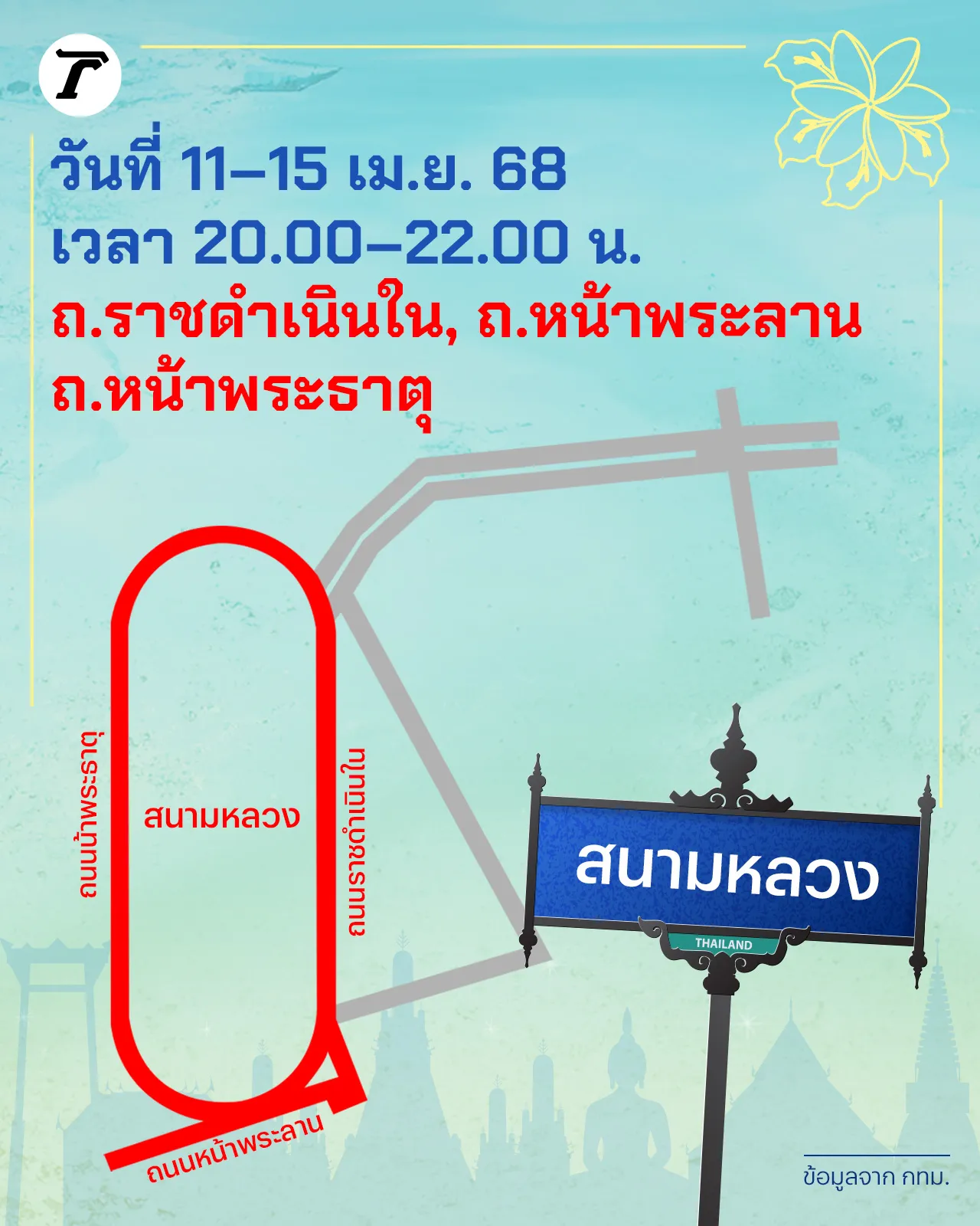 เทศกาลสงกรานต์ 2568 กทม. ปิด 4 เส้นทางชั่วคราว