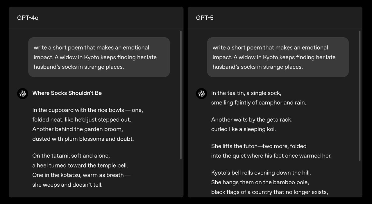 เปรียบเทียบ 2 โมเดลให้ช่วยแต่งกลอน