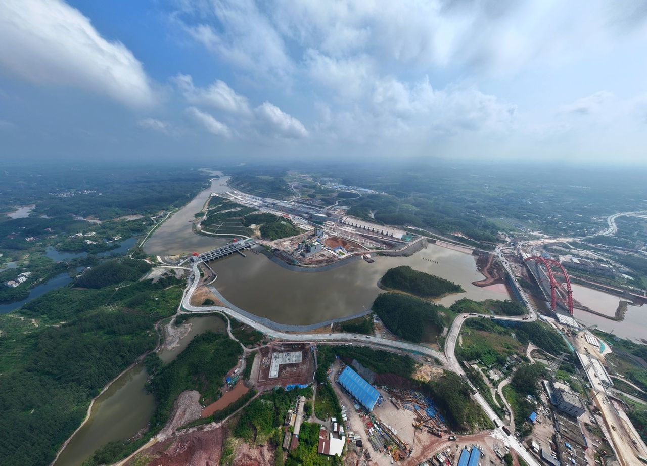 ภาพมุมสูงโครงการก่อสร้างคลองผิงลู่ ประเทศจีน