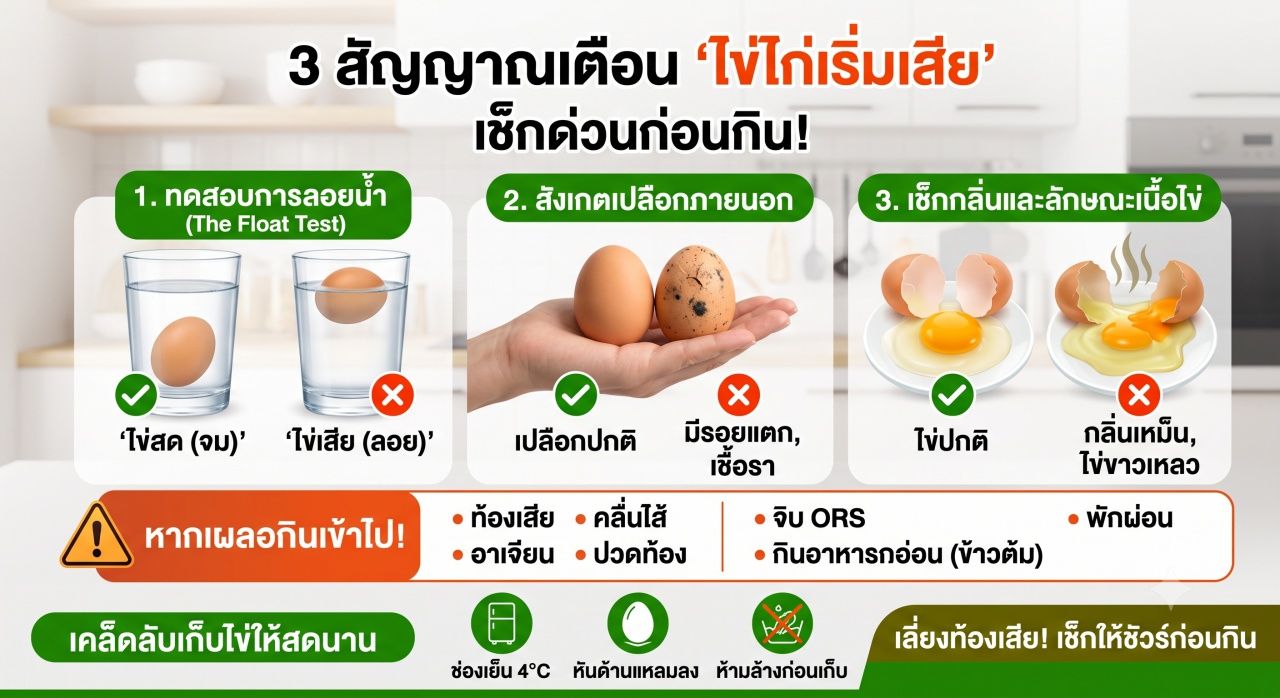 ไข่ไก่เสียดูยังไง?