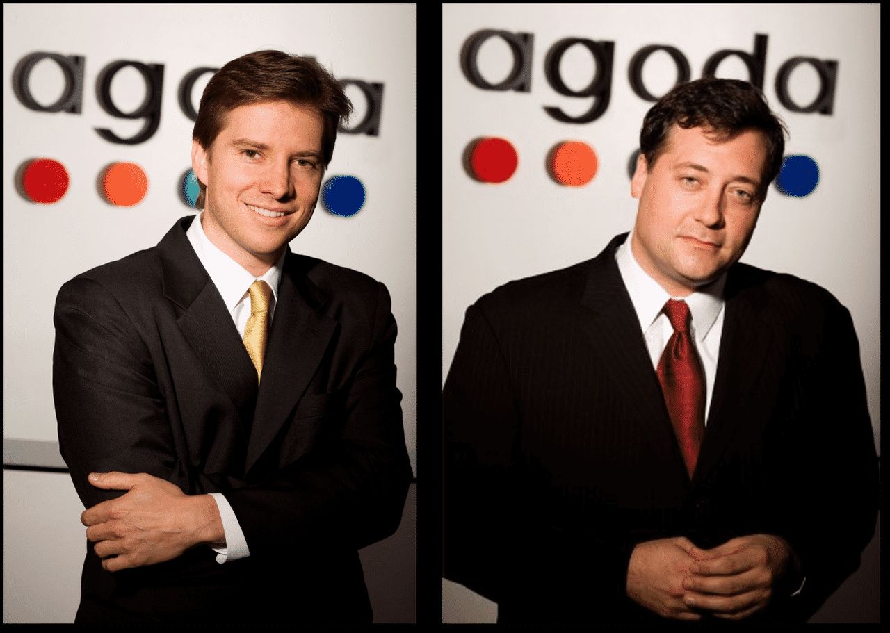 (ซ้าย) Michael Kenny และ (ขวา) Rob Rosenstein สองผู้บุกเบิก Agoda (ภาพจาก Agoda)