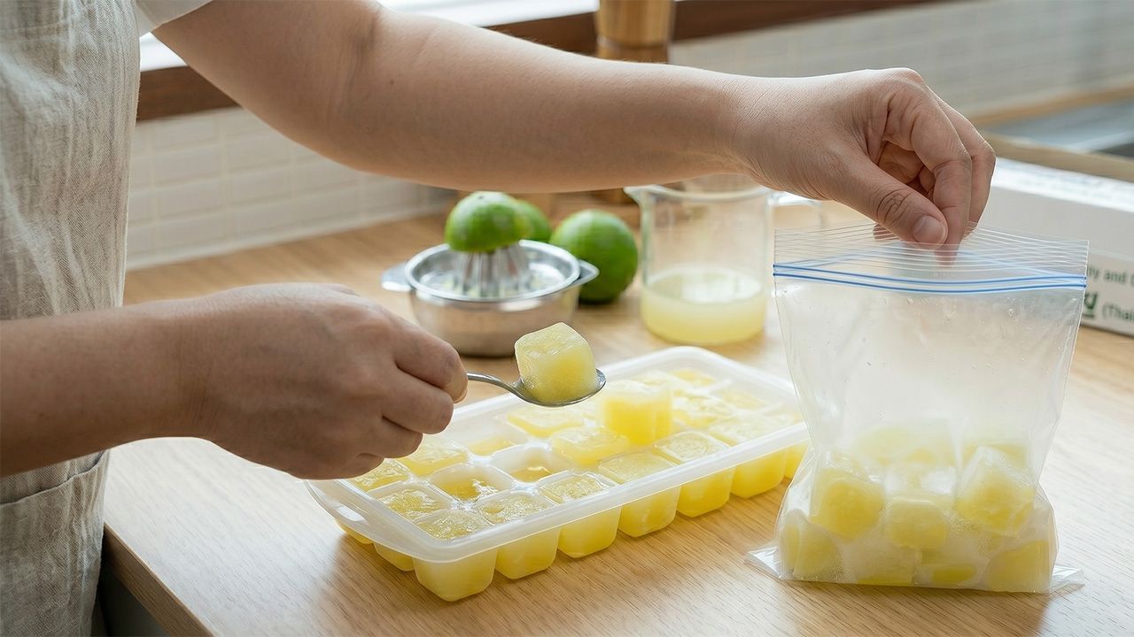คั้นน้ำมะนาวแช่แข็ง แบบนี้เก็บมะนาวไว้ได้นาน