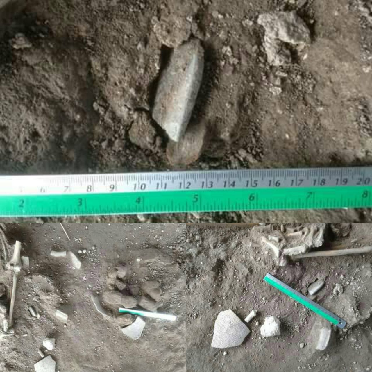 ชิ้นส่วนแร่ควอทซ์สีขาวขุ่นวางอยู่บริ้เวณมือซ้าย