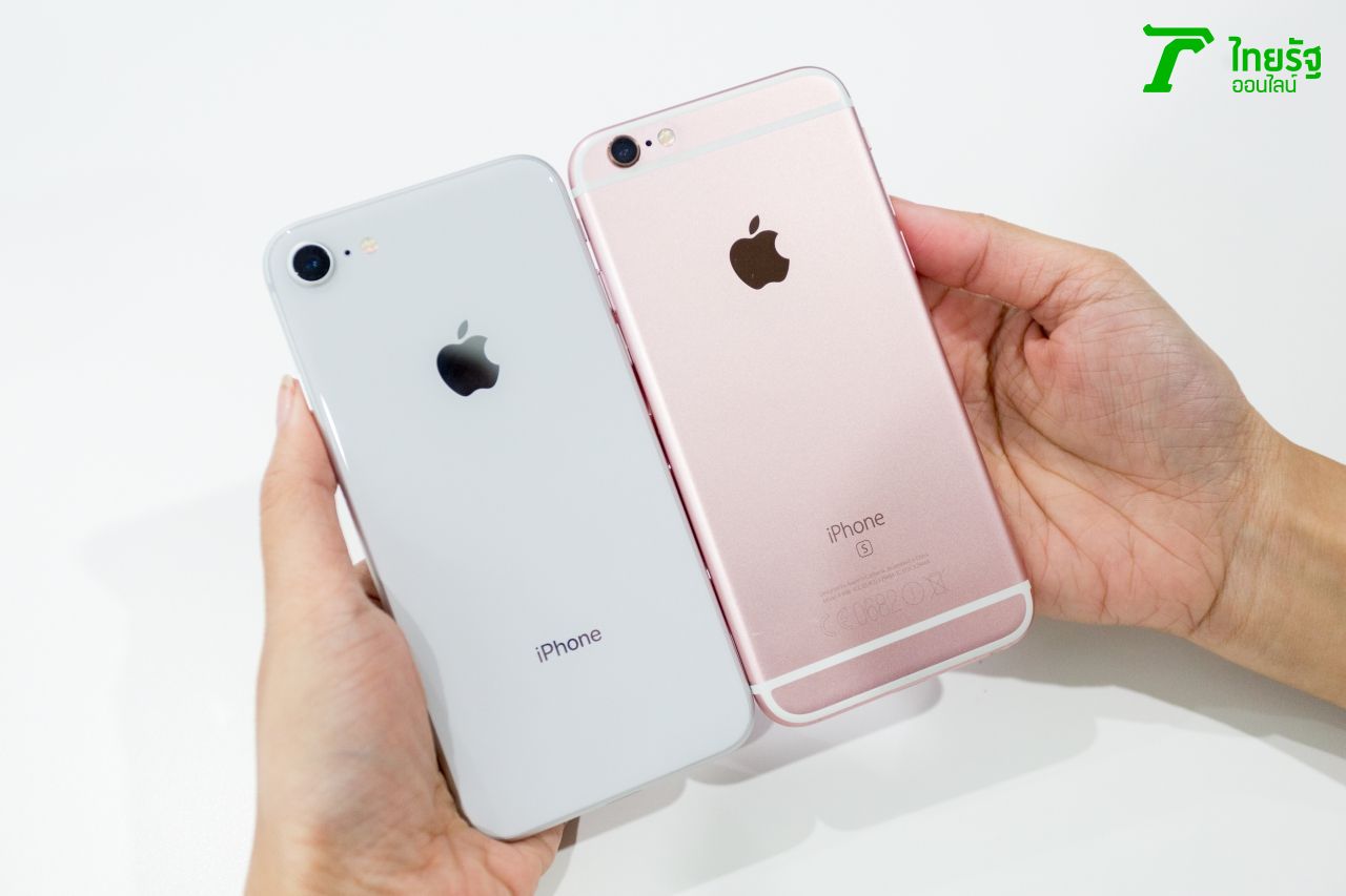 ภาพด้านหลังเมื่อเปรียบเทียบไอโฟน 8 กับไอโฟน 6s