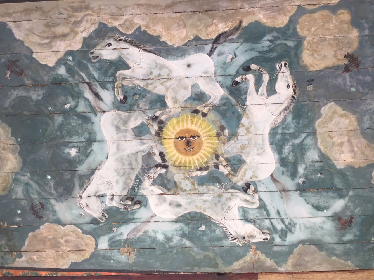 ภาพวาดบนเพดานซุ้มประตูวัดปารัชวานาธ เชน