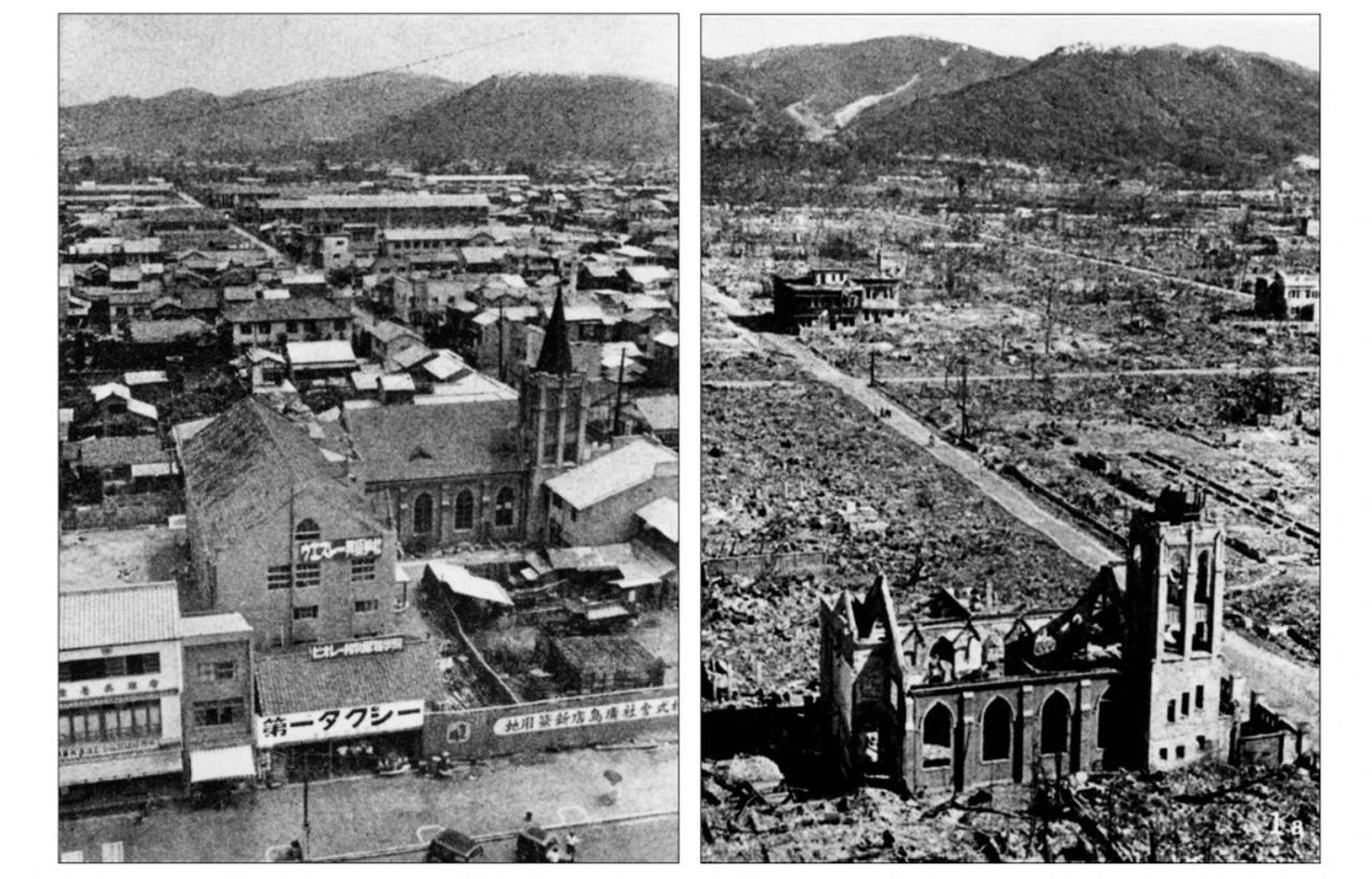 ภาพเปรียบเทียบเมืองฮิโรชิมา หลังการถูกทิ้งระเบิดนิวเคลียร์