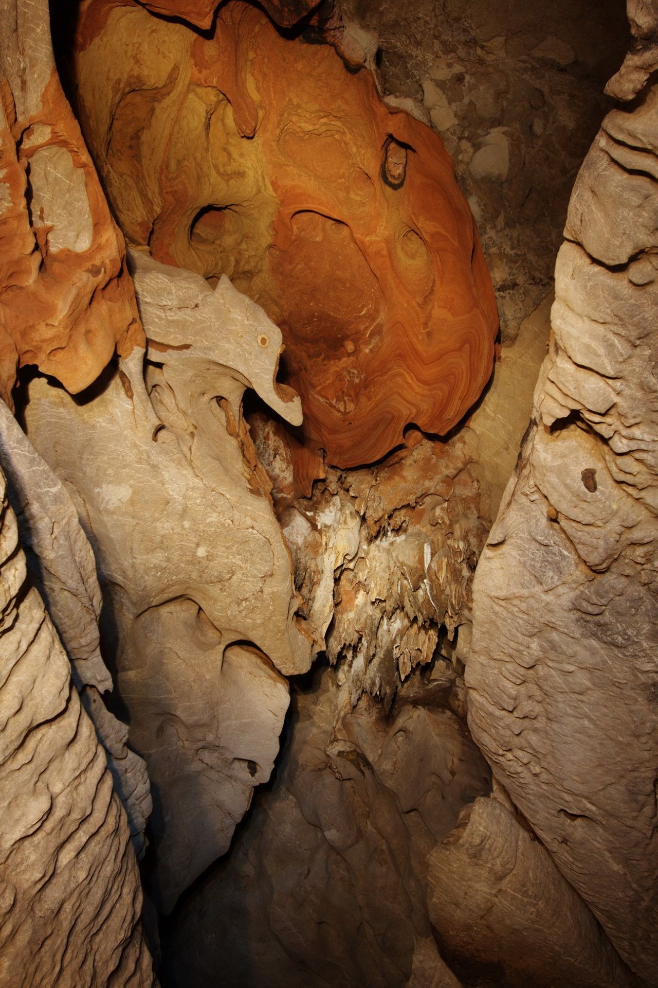 หินงอกหินย้อยภายในถ้ำพุงช้างที่มีรูปร่างคล้ายกับเศียรช้างอย่างน่าอัศจรรย์