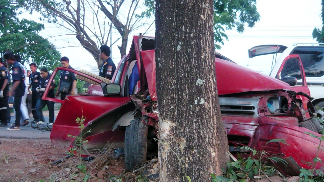 น่าจะหลับใน! พ่อค้าซีดีออกจากบ้านตี 4 ขับชนต้นไม้ดับ 
