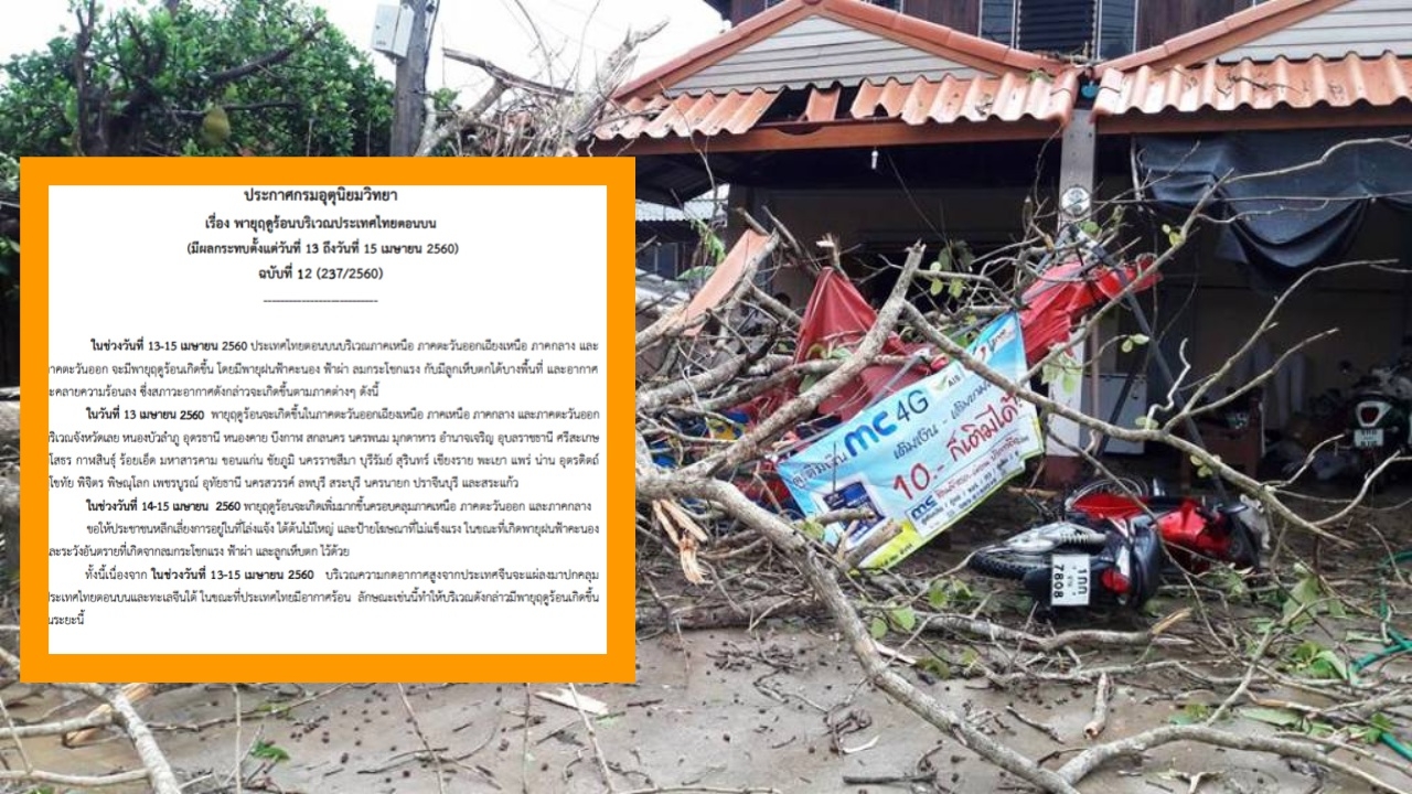 เตือน36จว.มีพายุฤดูร้อน ร่วมสาดน้ำสงกรานต์ น่านเจอแล้วบ้านพัง99หลัง  