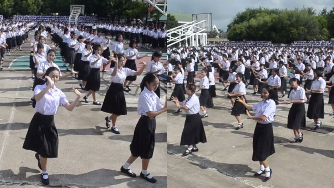 งดงามอลังการ! นร.หญิงอุดรฯ ร่วมใจฟ้อนรำวันเกษียณครู