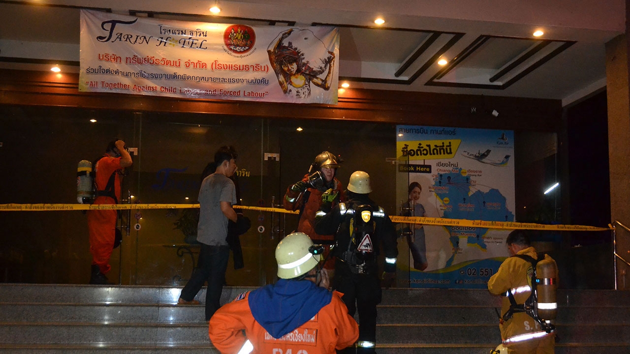 ไฟไหม้! ห้องซักรีด รร.ธารินทร์เชียงใหม่ นทท.200 คนหนีวุ่น เจ็บ1ราย