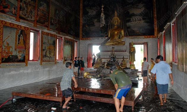 พระเพลิงผลาญโบสถ์ อายุร่วมกว่าร้อยปี วัดแก้วตะเคียนทอง 