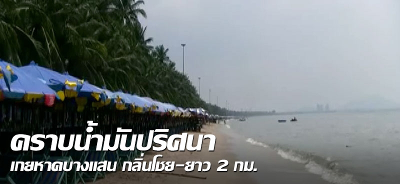 คราบน้ำมันปริศนา เกยหาดบางแสน กลิ่นโชย-ยาว 2 กม. 