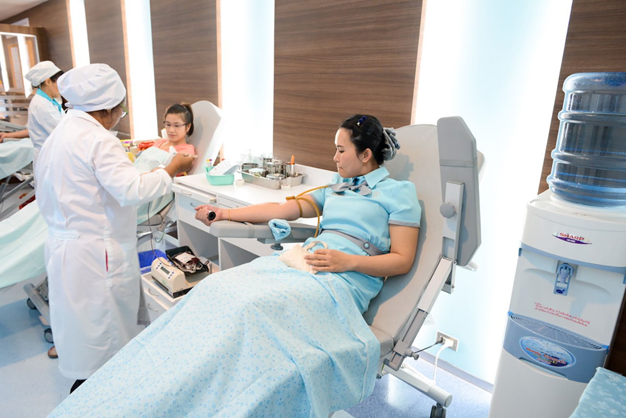 บรรยากาศห้องรับบริจาคโลหิต