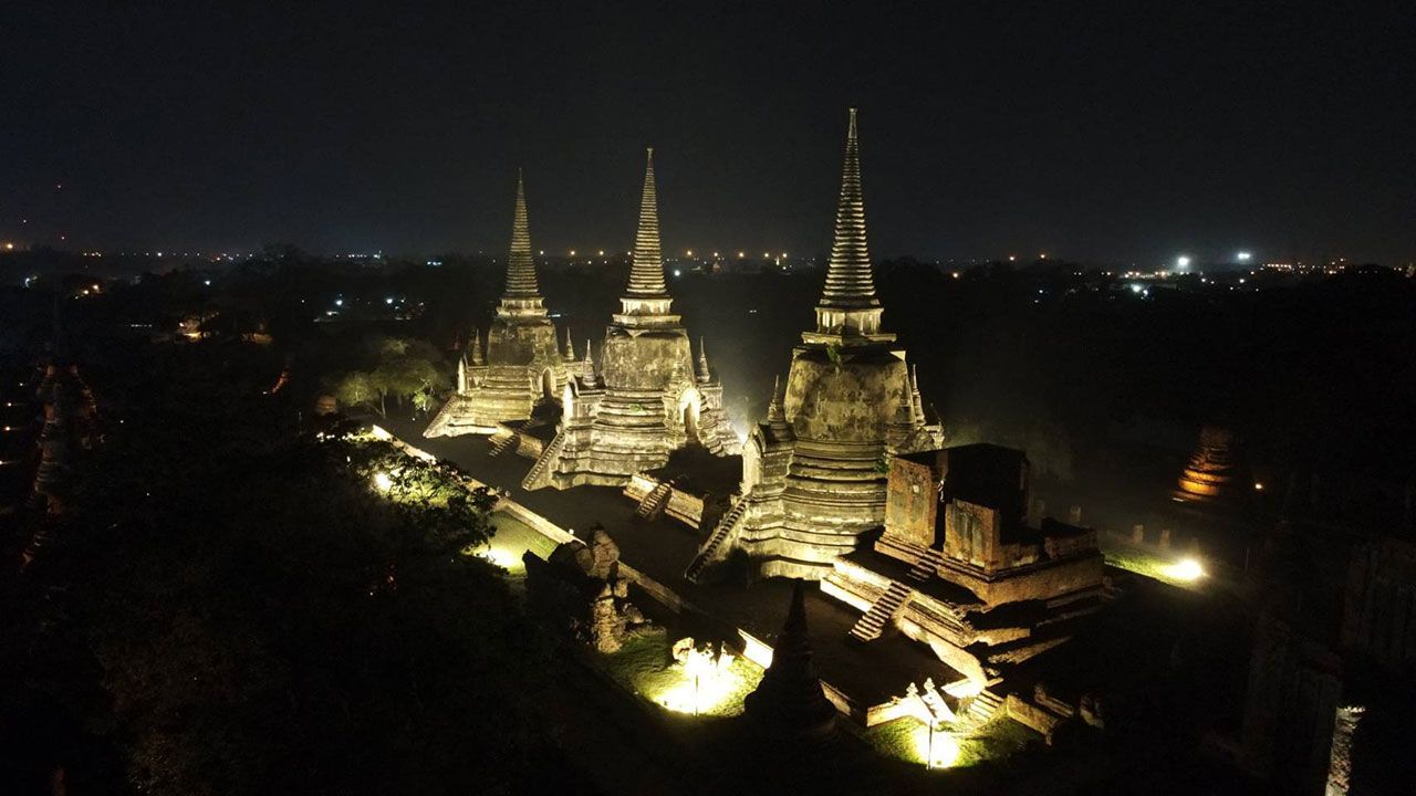 PEA ประดับไฟโบราณสถาน จังหวัดพระนครศรีอยุธยา เพิ่มประสิทธิภาพการท่องเที่ยวในยามค่ำคืน