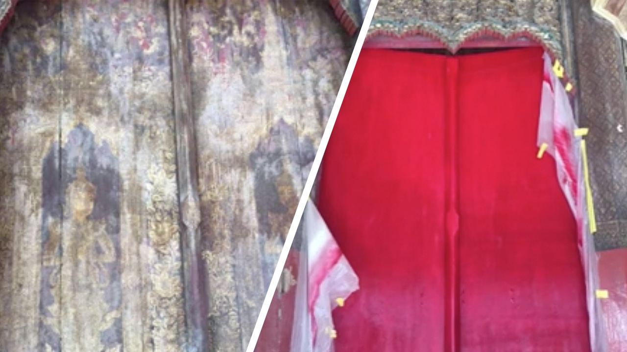 เจ้าอาวาสวัดดังเชียงใหม่แจง บูรณะประตูโบราณอายุกว่า 100 ปี ลบลวดลายทิ้ง