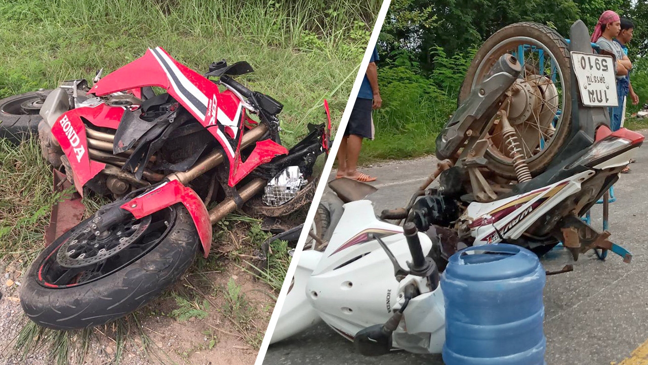 หนุ่มซิ่งบิ๊กไบค์คันกว่า 3 แสน ถูกซาเล้งตัดหน้า ชนสนั่น ตาย 1 สาหัส 1