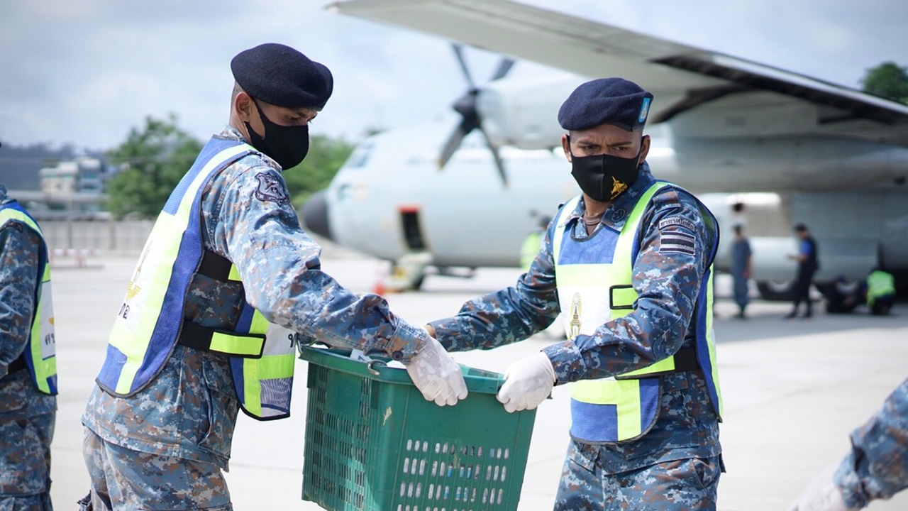 เครื่องบิน C-130 กองทัพอากาศ ลำเลียงสินค้าเกษตรพังงา แลกเปลี่ยนกับพะเยา