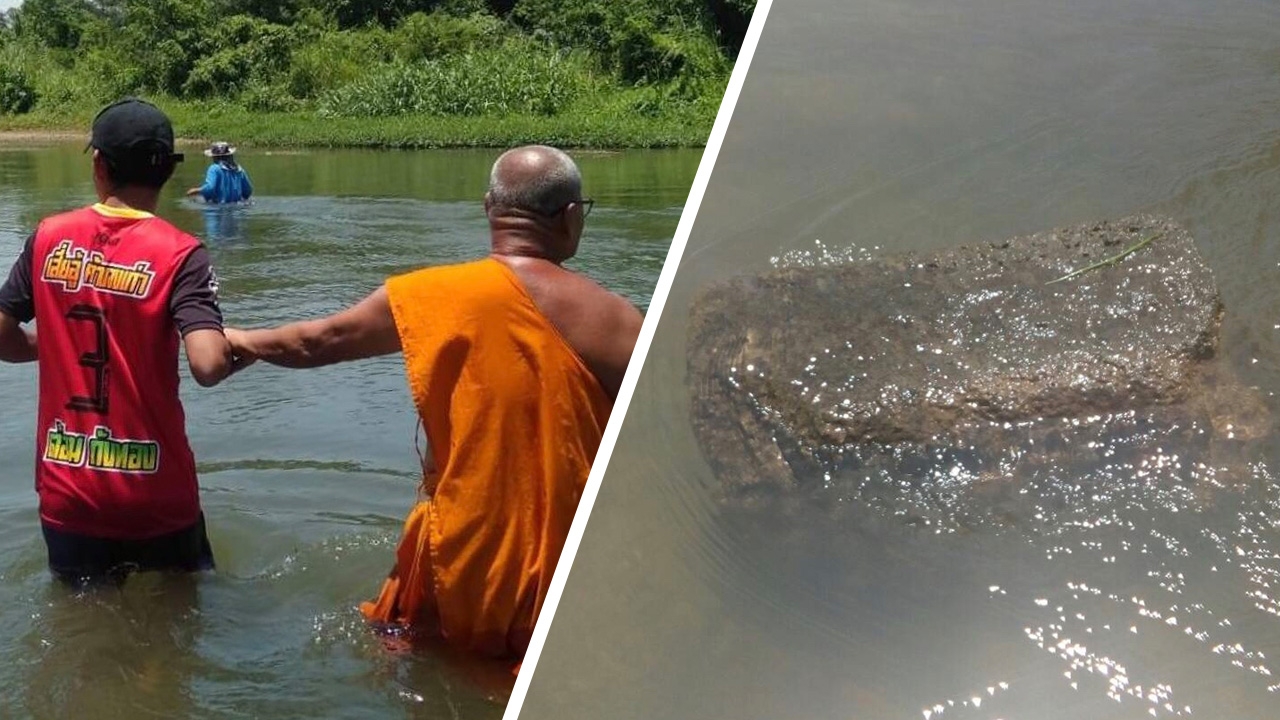 ฮือฮาคอหวยแห่ขอเลข 'หินลอยน้ำ' หนัก 300 กก. หลังขัดถูเห็นเลข 865