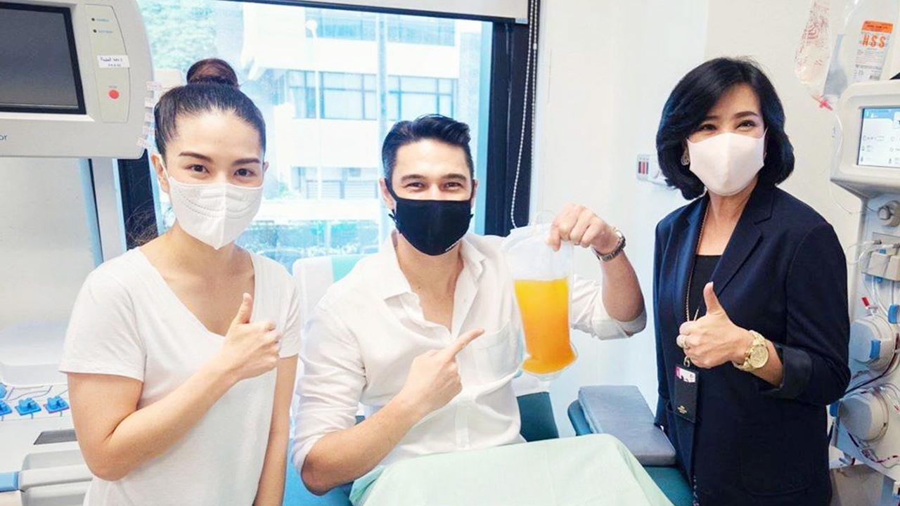 แมทธิว บริจาคพลาสมาช่วยผู้ป่วยโควิด-19 ลีเดีย ให้กำลังใจไม่ห่าง