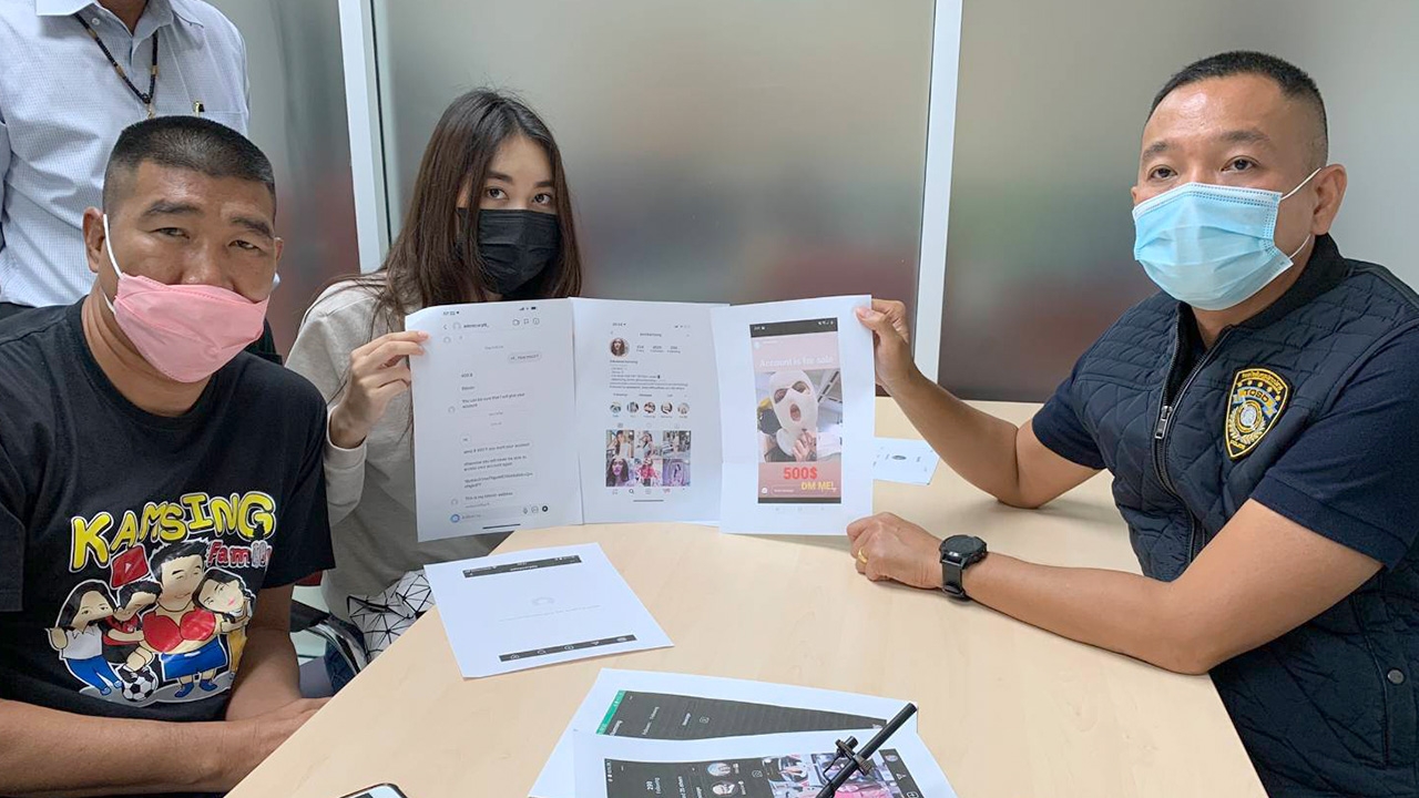 "สมรักษ์" จูง "เบสท์" ลูกสาวแจ้ง ปอท. โดนแฮก IG เรียกค่าไถ่ 400 USD
