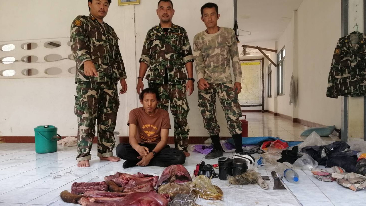 4 พรานป่าล่าสัตว์ ถูกจับฮึดสู้ ฟันจนท.เขตป่าสลักพระเจ็บ รวบได้ 1 รอด 3 