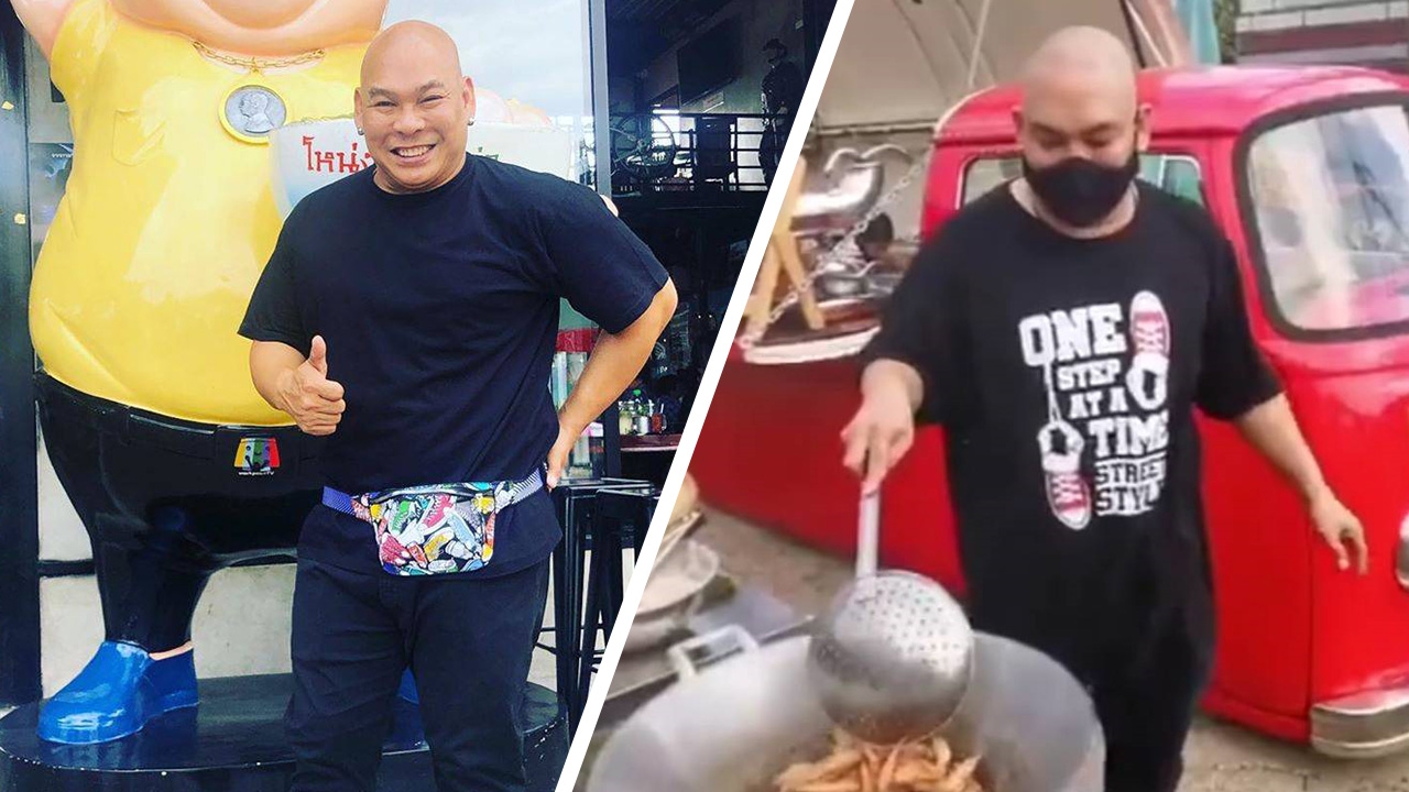 โหน่ง ชะชะช่า ไม่อายทำกิน ยืนทอดไก่ขายริมถนน หลังร้านบะหมี่ต้องปิด (คลิป)