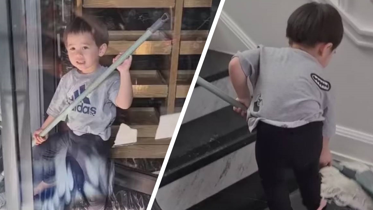 ชมพู่ อารยา เปิดบ้านใหม่ เผยคลิปน่ารัก น้องสายฟ้า ช่วยแม่บ้านถูพื้น (คลิป)