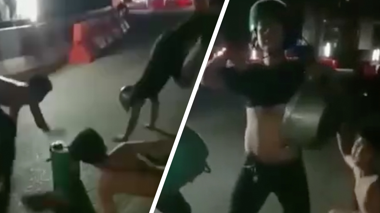 จับ 3 วัยรุ่นไม่กลัวเคอร์ฟิว “เต้นกวนโอ๊ย” ปีนป่ายแบริเออร์กลางถนน