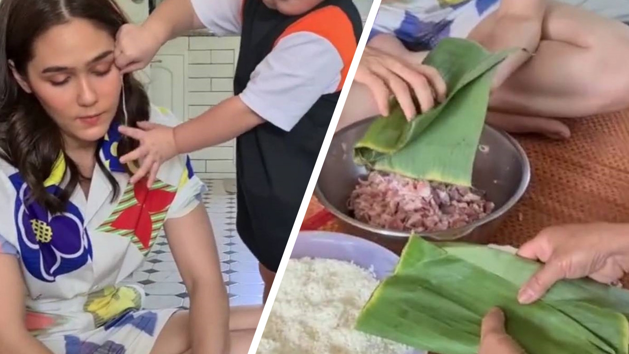 ชมพู่ อารยา เข้าครัวทำข้าวต้มมัดญวน สายฟ้า-พายุ วิ่งเล่นสนุกสนาน (คลิป)